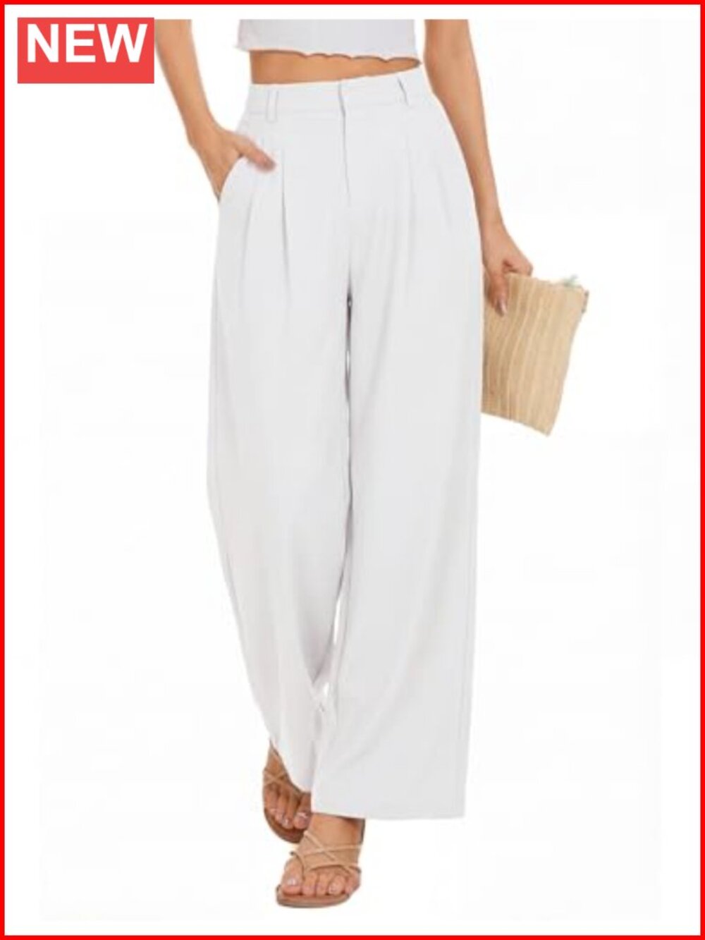 High Waist Wide Leg Palazzo Pants with Pockets Pleated Trousers